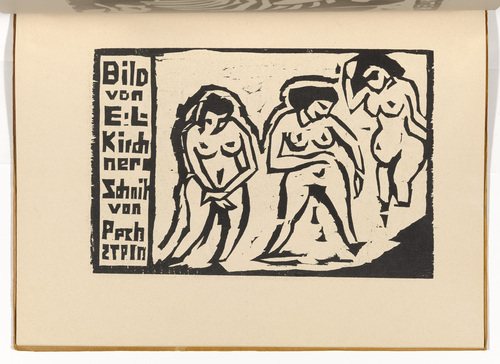 Max Pechstein. Bathers (Badende) (plate, folio 14) from KG Brücke. 1910