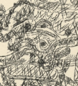 Paul Klee. The Near Future Holds Mortal Danger (Nahe Zukunft brütete tödliche Gefahr) from Potsdamer Platz oder Die Nächte des neuen Messias. Ekstatische Visionen (Potsdamer Platz or The Nights of the New Messiah. Ecstatic Visions). 1919