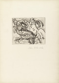 Oskar Kokoschka. Rooster Kicking a Hen (Hahn, eine Henne tretend) (frontispiece) from Geh, mach die Tür zu, es zieht! (Close the Door, Will You, There Is a Draft!). 1926 (executed 1925/26)