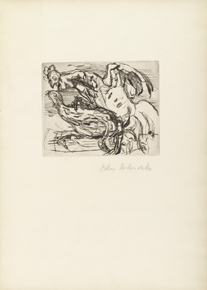 Oskar Kokoschka. Rooster Kicking a Hen (Hahn, eine Henne tretend) (frontispiece) from Geh, mach die Tür zu, es zieht! (Close the Door, Will You, There Is a Draft!). 1926 (executed 1925/26)