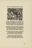 Ernst Ludwig Kirchner. The Dying Faun (Der sterbende Faun) (headpiece, page 35) from  Umbra vitae (Shadow of Life). 1924