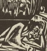 Ernst Ludwig Kirchner. Half Sleep (Halber Schlaf) (headpiece, page 36) from  Umbra vitae (Shadow of Life). 1924