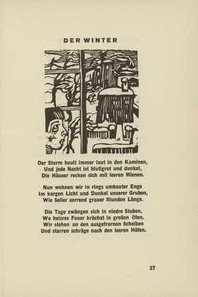 Ernst Ludwig Kirchner. The Winter (Der Winter) (headpiece, page 37) from Umbra vitae (Shadow of Life). 1924