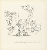 Oskar Kokoschka. Self-Portrait of the Artist Lost in Thought in Front of Gravestone (Selbstbildnis des vor einem Grabstein in Gedanken versunkenen Künstlers) (title page) from Ann Eliza Reed. 1952