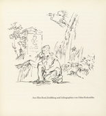 Oskar Kokoschka. Self-Portrait of the Artist Lost in Thought in Front of Gravestone (Selbstbildnis des vor einem Grabstein in Gedanken versunkenen Künstlers) (title page) from Ann Eliza Reed. 1952