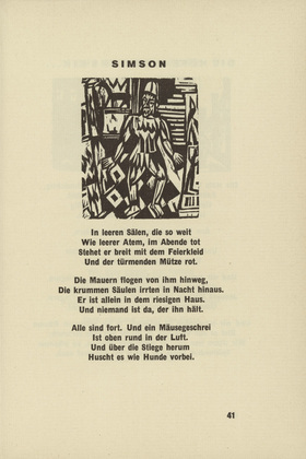 Ernst Ludwig Kirchner. Simson (headpiece, page 41) from Umbra vitae (Shadow of Life). 1924