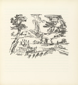 Oskar Kokoschka. Hay Harvest on the Farm in Scotland (Heuernte auf dem Gut in Schottland) (plate, folio 6) from Ann Eliza Reed. 1952