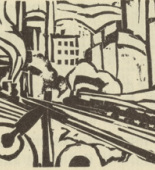 Ernst Ludwig Kirchner. The Misty Cities (Die Nebelstädte) (headpiece, page 43) from Umbra vitae (Shadow of Life). 1924