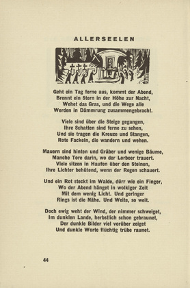 Ernst Ludwig Kirchner. All Soul's Day (Allerseelen) (headpiece, page 44) from Umbra vitae (Shadow of Life). 1924