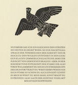 Gerhard Marcks. Hawk with Nightingale in His Claws (Habicht mit Nachtigall in den Fängen) (headpiece, page 5) from Aesop's Fables (Tierfabeln des Aesop). (1950, print executed 1949-50)