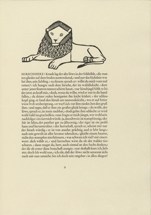 Gerhard Marcks. Old Lion (Alter Löwe) (in-text plate, page 9) from Tierfabeln des Aesop (Aesop's Fables). (1950, print executed 1949-50)