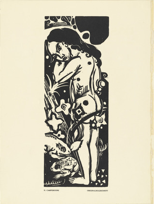 Heinrich Campendonk. Girl with Frogs (Mädchen mit Fröschen) (plate, preceding p. 225) from the periodical Das Kunstblatt, vol. 1, no. 8 (Aug 1917). 1917