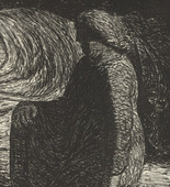 Ernst Barlach. Mother Kneeling at Bedside of Sleeping Son (Kniende Mutter am Bett des schlafenden Sohnes) from The Dead Day (Der tote Tag). (1910-11, published 1912)