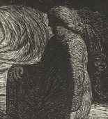 Ernst Barlach. Mother Kneeling at Bedside of Sleeping Son (Kniende Mutter am Bett des schlafenden Sohnes) from The Dead Day (Der tote Tag). (1910-11, published 1912)