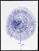 Louise Bourgeois. Blue ball point pen and ink on envelope drawing for print #1 for Homely Girl, A Life. 1991