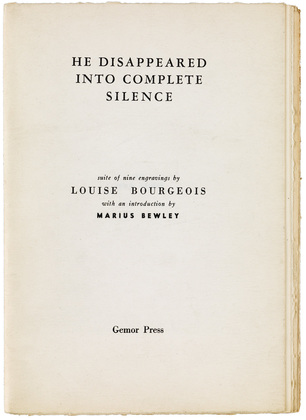 Louise Bourgeois. He Disappeared into Complete Silence, first edition (Example 19). 1947