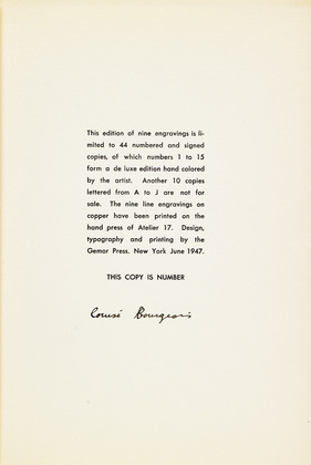 Louise Bourgeois. He Disappeared into Complete Silence, first edition (Example 19). 1947