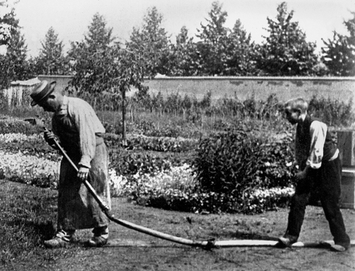 CRI_113131 <i>The Waterer Watered</i> (aka <i>The Sprinkler Sprinkled,</i> or <i>Watering the Flowers</i>). 1895. France. Directed by Louis Lumière. 35mm print, black-and-white, silent, approx. 45 sec. Acquired from the artist