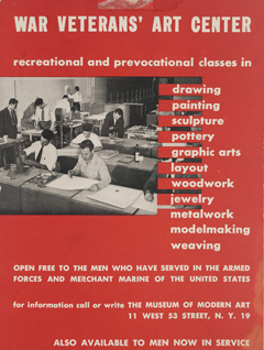 Poster for MoMA's  War Veterans' Art Center. 1942