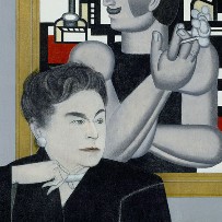 Will Barnet. Homage to Leger with K. K. (Katherine Kuh). 1982. Oil on canvas. Art Institute of Chicago. Gift of Mr. and Mrs. William Y. Hutchinson.