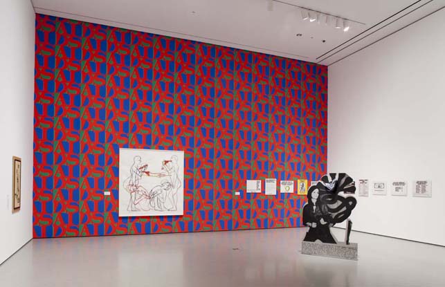 General Idea. AIDS (Wallpaper). 1988. Screenprinted wallpaper, dimensions vary with installation. Publisher: the artists. Edition: 3. The Museum of Modern Art, New York. Gift of Richard Gerrig and Timothy Peterson in celebration of the Museum's reopening. © 2012 General Idea. Installation view, Contemporary Art from the Collection, The Museum of Modern Art, June 30, 2010–September 19, 2011. Photo by Jonathan Muzikar