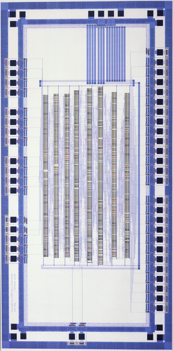 Xerox Palo Alto Research Center. Diagram of an Application-Specific Integrated Circuit (ASIC) test chip. 1986. Manufacturer: Xerox Palo Alto Research Center. Gift of Xerox Palo Alto Research Center Xerox Palo Alto Research Center. Diagram of an Application-Specific Integrated Circuit (ASIC) test chip. 1986. Manufacturer: Xerox Palo Alto Research Center. Gift of Xerox Palo Alto Research Center