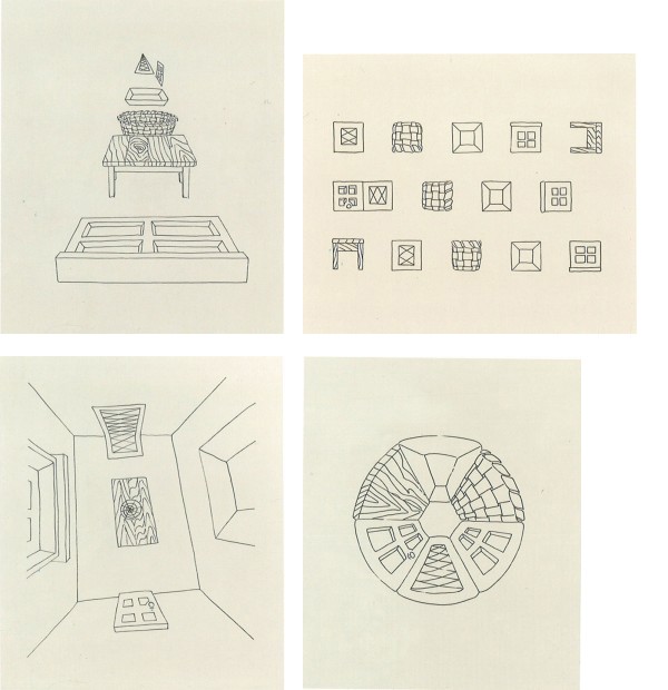 Richard Artschwager. Door Window Table Basket Mirror Rug. 1974. Ink and graphite on paper. Collection of Pat and Bill Wilson. © 2013 Richard Artschwager