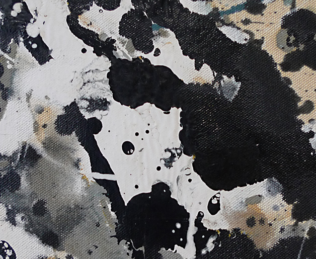 One, detail. Several applied layers built a thickness that obscures the texture of the canvas weave, creating a smooth, glossy surface.