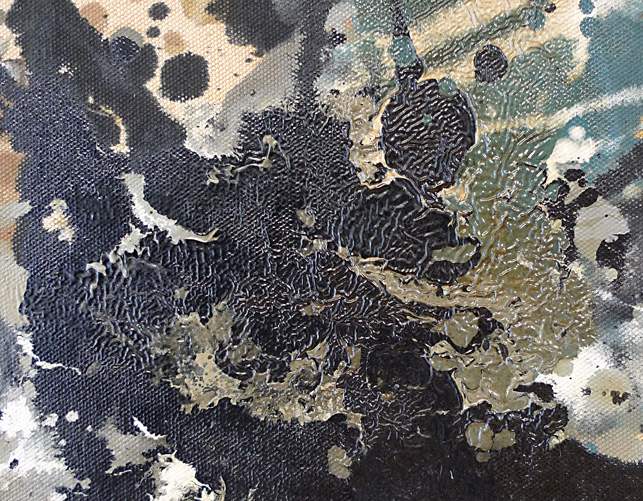 One, detail. Very thick applications of paint often dried to a characteristic, wrinkled appearance