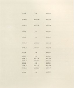 Richard Artschwager. Door Window Table Basket Mirror Rug. 1974. Ink and graphite on paper. Collection of Pat and Bill Wilson. © Richard Artschwager.