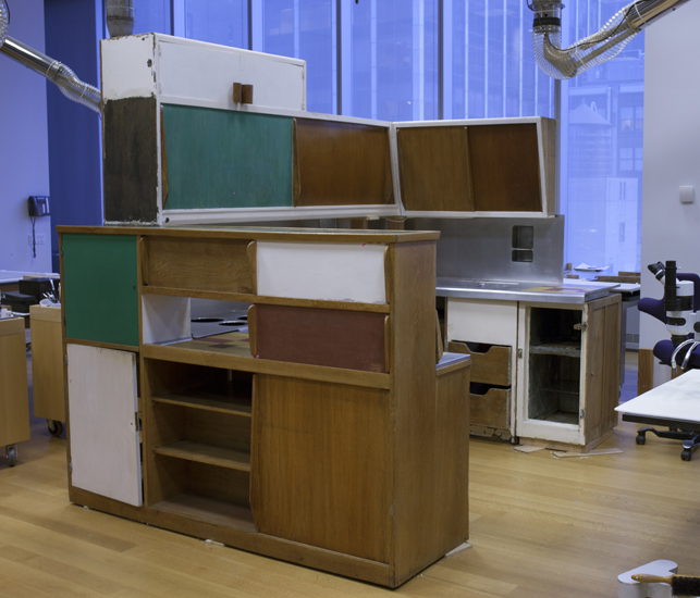 Kitchen from the Unité d’Habitation, Boulevard Michelet, Marseilles, France. Charlotte Perriand and Le Corbusier.