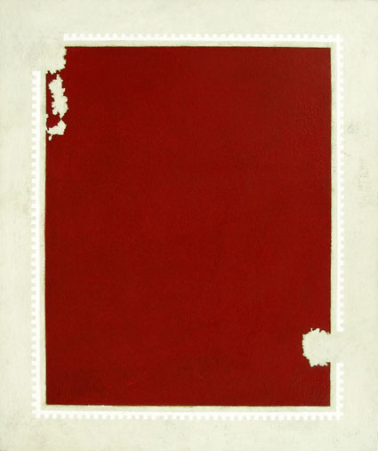 Moreno Red Territory White Invasion, 1989, oil on canvasboard, 56 x 46 cm