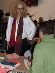 Susan Kaprov talking with families