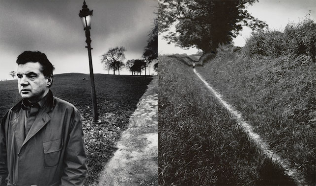 Left: Bill Brandt. The Pilgrim’s Way, Kent. 1950. Gelatin silver print, 9 x 75⁄8" (22.9 x 19.4 cm). EHG. © 2013 Bill Brandt Archive Ltd. Right: Bill Brandt. Francis Bacon Walking on Primrose Hill, London. 1963. Gelatin silver print, 91⁄4 x 71⁄2" (23.5 x 19.1 cm). Collection David Dechman and Michel Mercure. © 2013 Bill Brandt Archive Ltd.