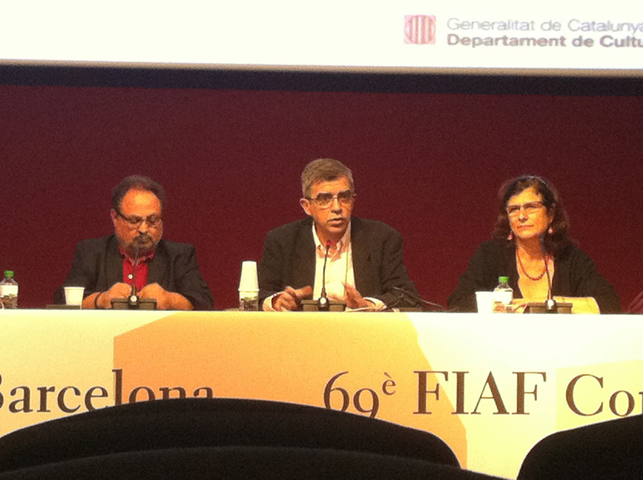 From left: Anastasi Rinos (film editor), Esteve Riambau (Director, Fimoteca de Catalunya) and Rosa Vergés (filmmaker) in the homage to filmmaker Bigas Luna. From left: Anastasi Rinos (film editor), Esteve Riambau (Director, Fimoteca de Catalunya) and Rosa Vergés (filmmaker) in the homage to filmmaker Bigas Luna.