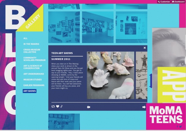 Teen art from past In the Making exhibitions is featured in the Gallery section 