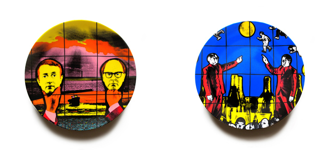 Gilbert & George. Light Headed. 1991 (left); Flight (right)