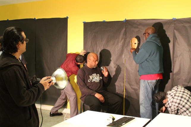 D-UP participants pose with objects and trace their shadows 