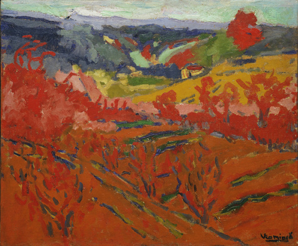 Maurice de Vlaminck. Autumn Landscape. c. 1905. Oil on canvas, 18 1/4 x 21 3/4" (46.2 x 55.2 cm). The Museum of Modern Art, New York. Gift of Nate B. and Frances Spingold. © 2014 Artists Rights Society (ARS), New York/ADAGP, Paris