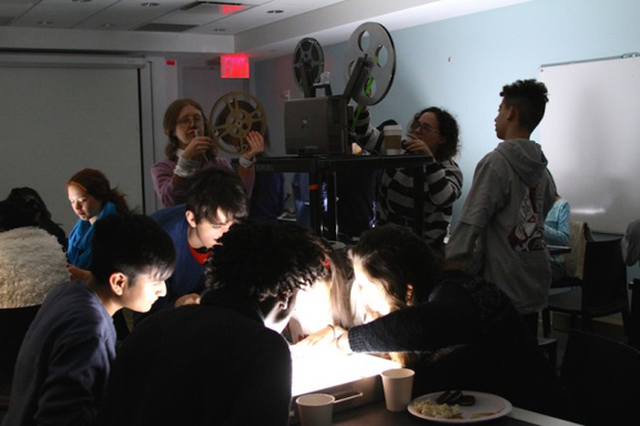 Scratching, editing, and destroying 16mm film for a collaborative project