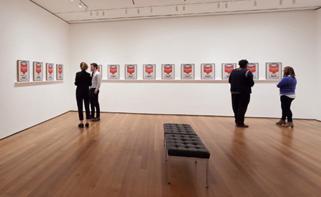 Installation view of Andy Warhol: Campbell's Soup Cans and Other Works, 1953–1967 at The Museum of Modern Art, April 25–October 12, 2015. Photo: Jonathan Muzikar. © 2015 The Museum of Modern Art, New York