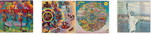 Simon Posthuma, Marijke Koger-Dunham. Front cover, center gatefold, and back cover for The Fool, self-titled album. 1968. Lithograph, 12 1/4 × 12 3/8" (31.1 × 31.4 cm). Photos: John Wronn