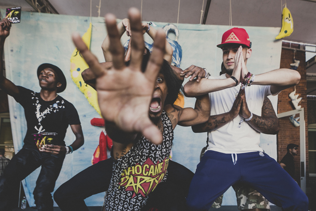 Flex Is Kings dancers, MoMA PS1 Warm Up, Saturday, July 5, 2014. Photo: Charles Roussel