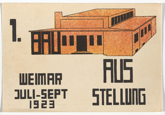 Paul Haberer. Bauhaus Ausstellung Weimar Juli–Sept, 1923, Karte 13. 1923. Lithograph, 3 15/16 x 5 7/8 " (10 × 15 cm). Committee on Architecture and Design Funds. Photo: John Wronn