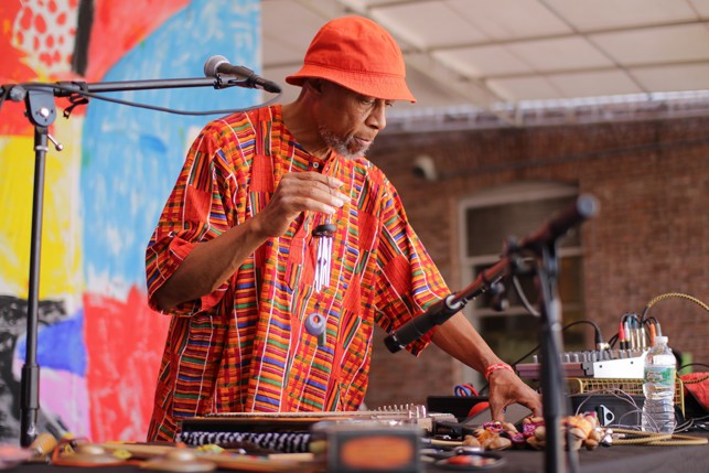 Laraaji, MoMA PS1 Warm Up, Saturday, August 22, 2015. Photo: Mark Cole