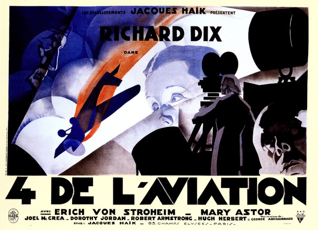 French four-panel poster for  The Lost Squadron, directed by George Archainbaud, 1932. Poster design by René Péron. Courtesy Sikelia Productions