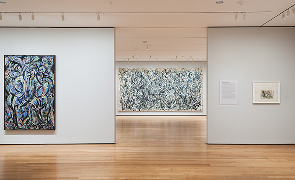 Installation view of Jackson Pollock: A Collection Survey, 1934–1954 at The Museum of Modern Art, New York (November 22, 2015–March 13, 2016). Photo: Thomas Griesel. © 2015 The Museum of Modern Art, New York