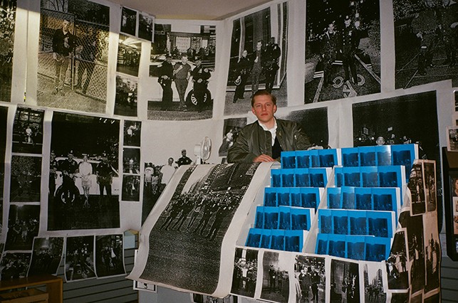 Nathaniel Matthews with Me with Cops installation. January 13, 2016. Photo: Lele Saveri