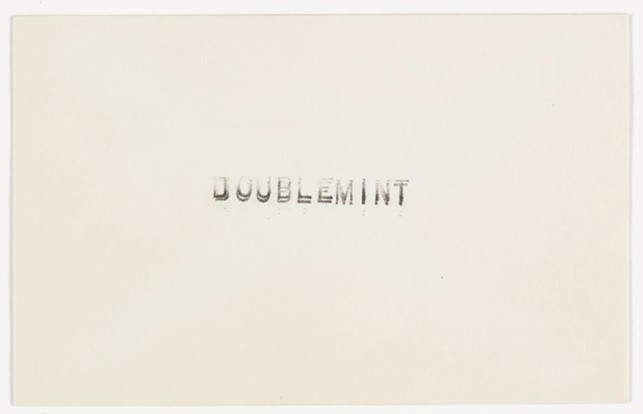 Card with "Doublemint" sent to Robert Rauschenberg from Ray Johnson. 1959. Ink on Paper. Ray Johnson Correspondence to Robert Rauschenberg, 9. The Museum of Modern Art Archives, New York