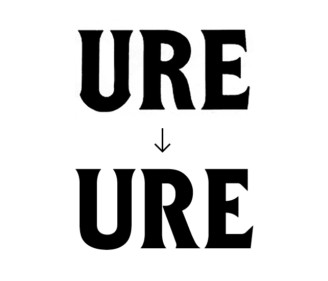 Top: Original inspiration; Bottom: Custom typeface